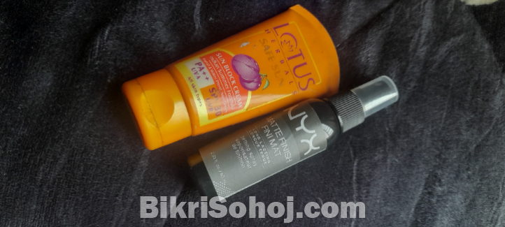 Sunscreen and nyx settingspray